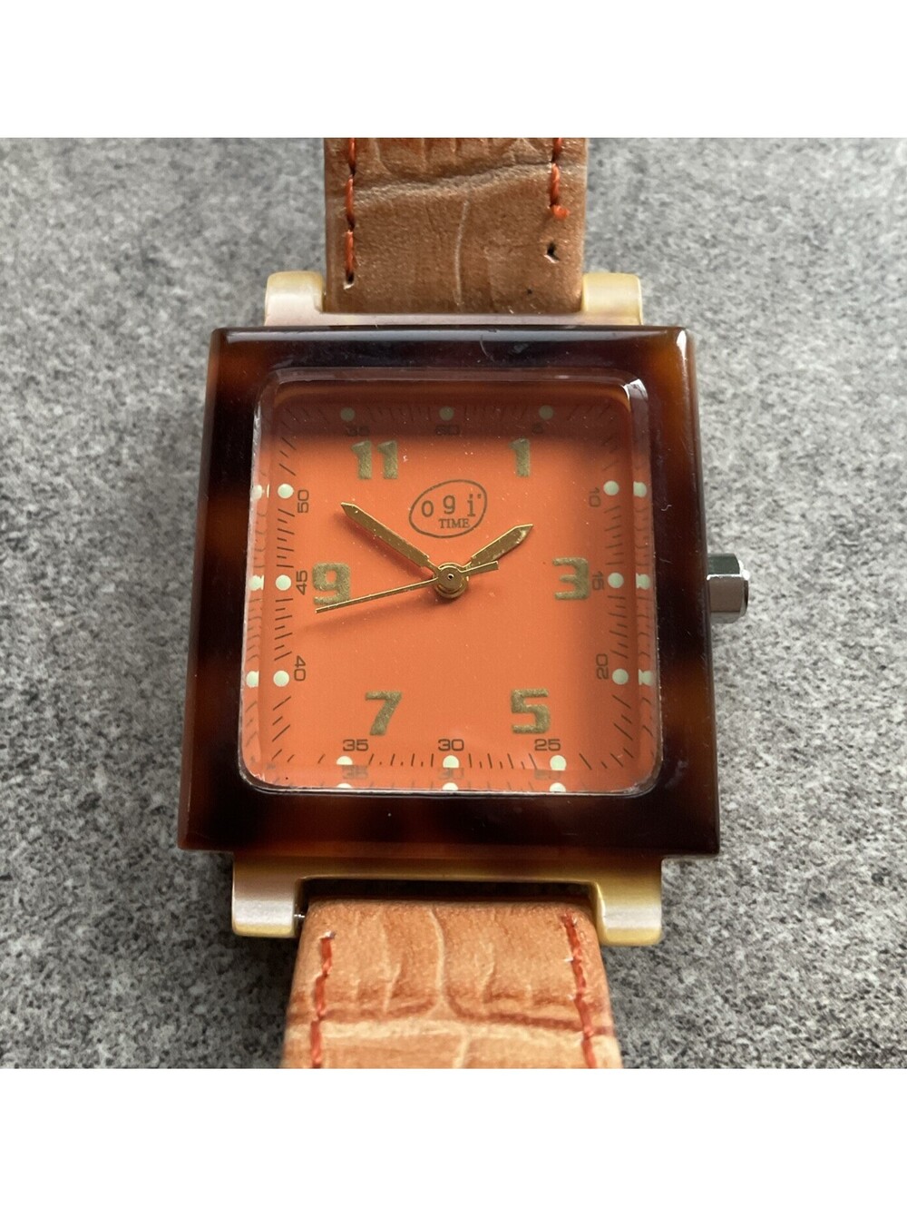 Cool Vintage OGI Time Womens Watch 31mm Case With Orange Dial A17